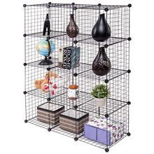 Load image into Gallery viewer, Top tangkula wire storage cubes metal wire free standing modular shelving grids diy bookcase closet wardrobe organization storage cubes 12 cubes