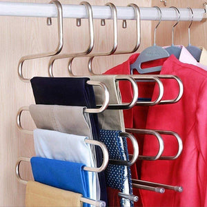 Shop for doiown pants hangers s shape stainless steel clothes hangers space saving hangers closet organizer for pants jeans scarf5 layers 10pcs