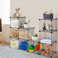 Load image into Gallery viewer, Amazon best tangkula wire storage cubes metal wire free standing modular shelving grids diy bookcase closet wardrobe organization storage cubes 12 cubes