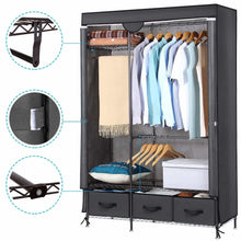 Load image into Gallery viewer, Home lifewit full metal closet organizer wardrobe closet portable closet shelves with adjustable legs non woven fabric clothes cover and 3 drawers sturdy and durable large size