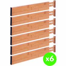 Load image into Gallery viewer, Shop drawer dividers bamboo kitchen organizers set of 6 spring loaded drawer divider adjustable expandable drawer organizer best for kitchen bedroom dresser baby drawers closet