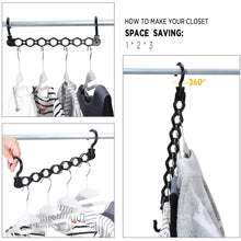 Load image into Gallery viewer, Top rated ipow 6 pack magic hanger heavy duty plastic closet space saving hanger wardrobe clothing cascading hanger organizer for easy wrinkle free shirts pants and coats