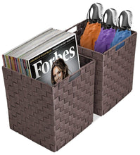 Load image into Gallery viewer, Shop sorbus foldable storage cube woven basket bin set built in carry handles great for home organization nursery playroom closet dorm etc woven basket bin cubes 2 pack chocolate