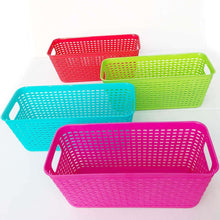 Load image into Gallery viewer, Best seller  plastic baskets pantry organization and storage kitchen cabinet spice rack organizer for food shelf small colorful rectangle tray organizing for desks drawers weave deep closets art lockers set of 4