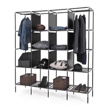 Load image into Gallery viewer, Organize with songmics 67 inch wardrobe armoire closet clothes storage rack 12 shelves 4 side pockets quick and easy to assemble black uryg44h