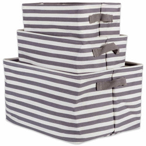 Featured dii cabana stripe collapsible waterproof coated anti mold cotton rectangle basket bin perfect for laundry room bedroom nursery dorm closet and home organization assorted set of 3 gray