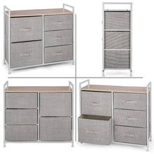 Load image into Gallery viewer, Best happybuy 5 drawer storage organizer unit with fabric bins bedroom play room entryway hallway closets steel frame mdf top dresser storage tower fabric cube dresser chest cabinet beige tall