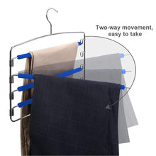 Load image into Gallery viewer, Products rosinking slack hangers swing arm pants 2 pack multi layers removeable stainless steel scarf slack hangers non slip clothes rack with foam padded rotatable hook closet space saving organizer