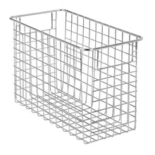 Load image into Gallery viewer, Try mdesign household metal wire storage organizer bins basket with handles for kitchen cabinets pantry bathroom landry room closets garage 4 pack 12 x 6 x 8 chrome