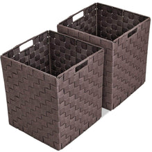 Load image into Gallery viewer, Selection sorbus foldable storage cube woven basket bin set built in carry handles great for home organization nursery playroom closet dorm etc woven basket bin cubes 2 pack chocolate