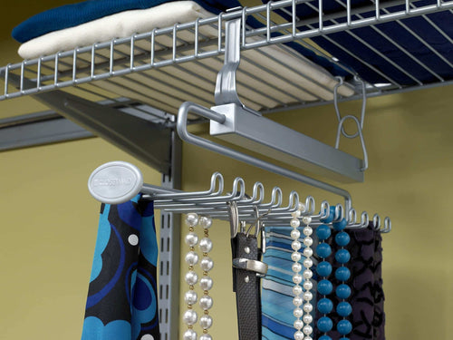 Budget closetmaid 78060 sliding tie belt rack for wire shelving satin chrome