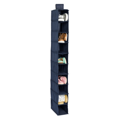 10-Shelf Hanging Closet Organizer, Navy