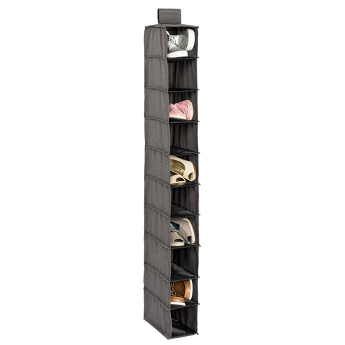 10-Shelf Hanging Closet Organizer, Grey Canvas
