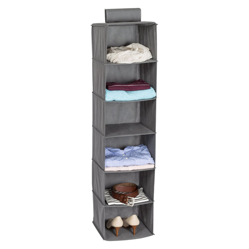 6-Shelf Hanging Closet Organizer, Grey
