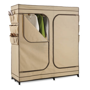 Double Door Storage Closet with Shoe Organizer, Khaki